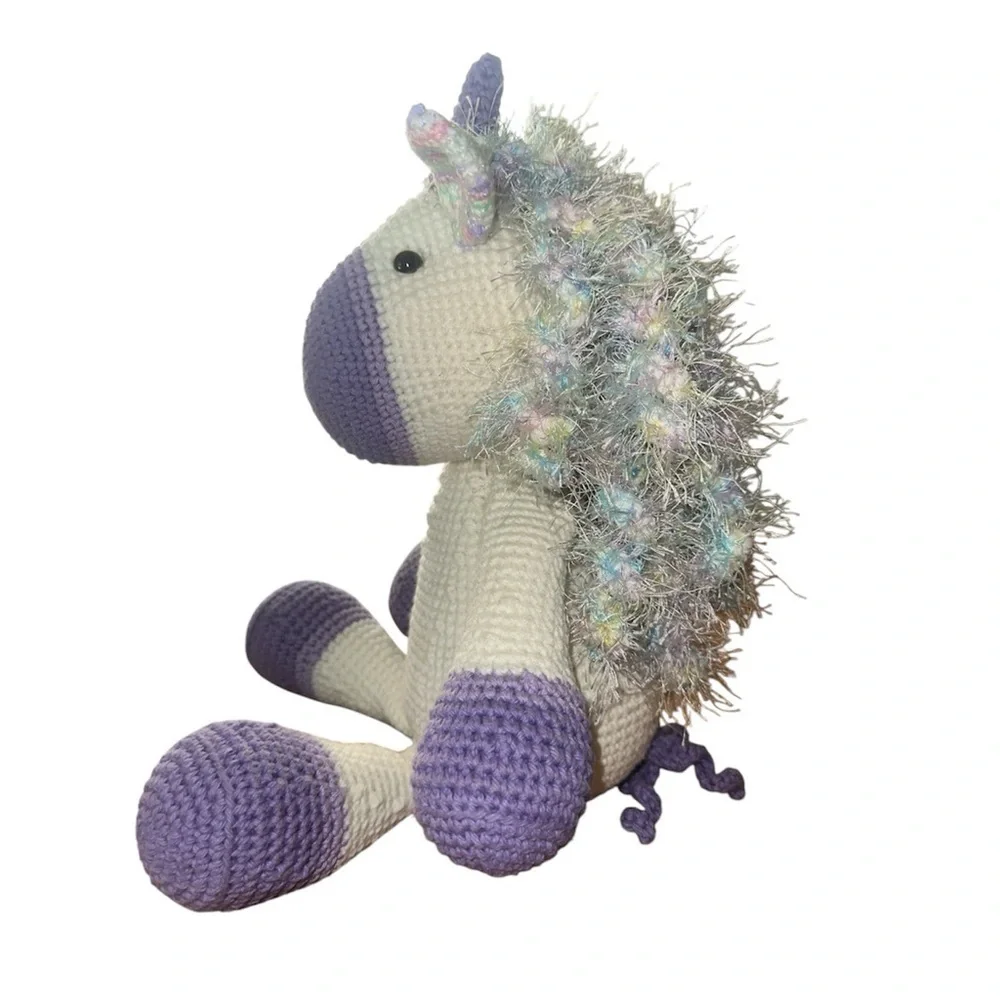 Unicorn hand crochet plush handmade 18” beautiful dreadlocks new